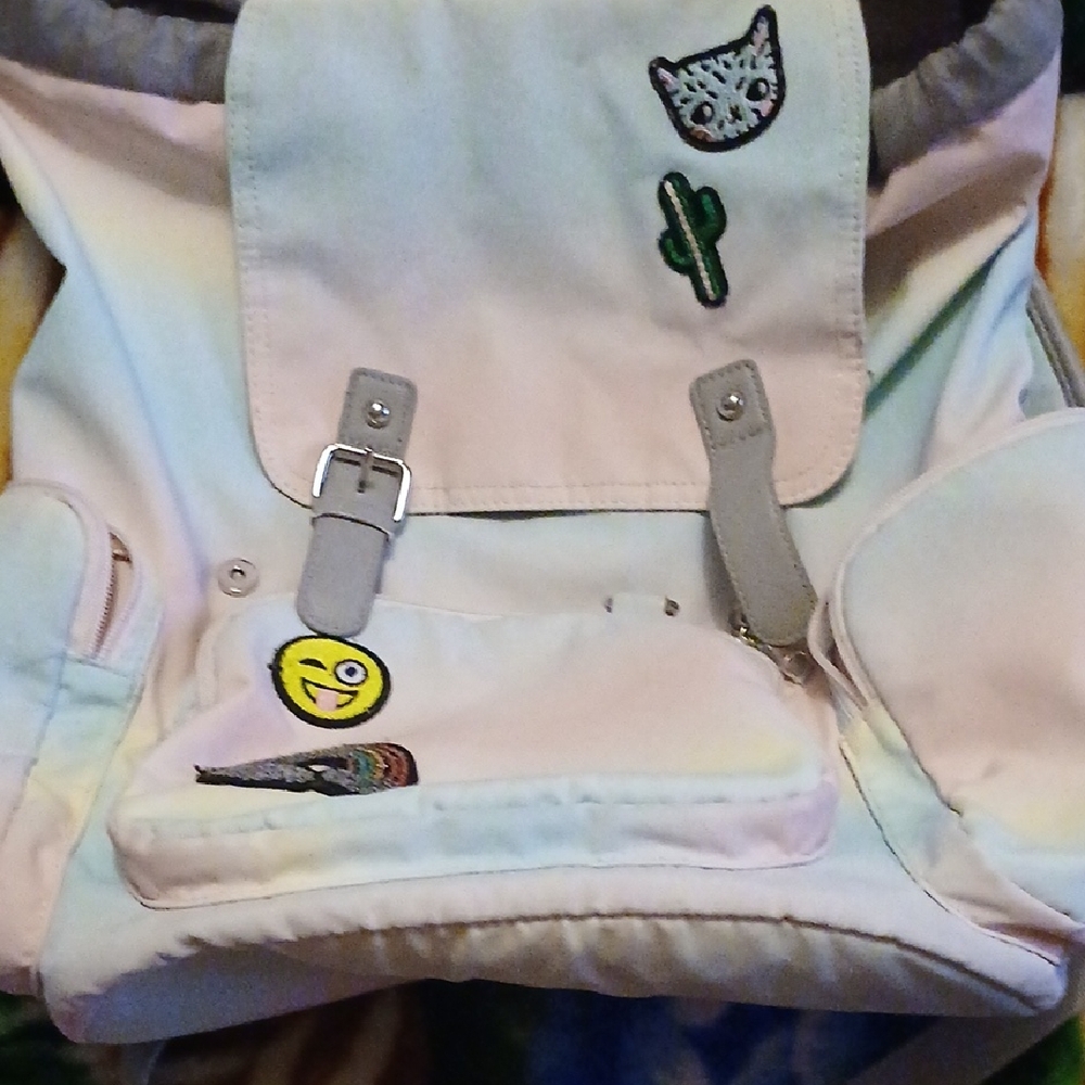 Kids Pastel Backpack with Fun Patches